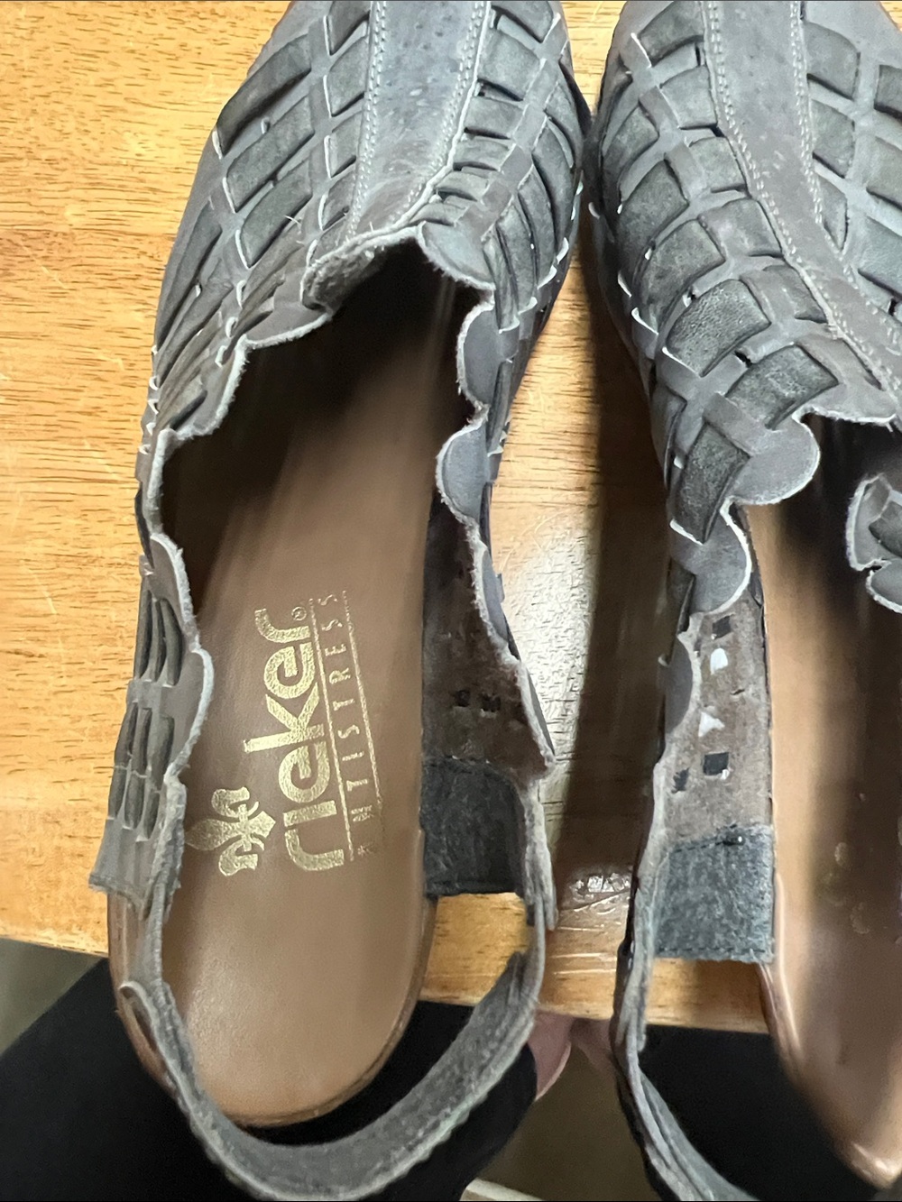 Rieker Charcoal Woven Slingback Sandals - Picture 5 of 16